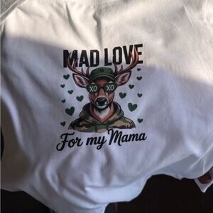 White Tee with Deer and Heart Graphic